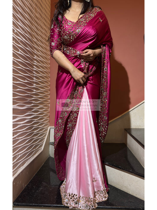 Pink Dreams Sheesh Mahal Saree kreationbykj