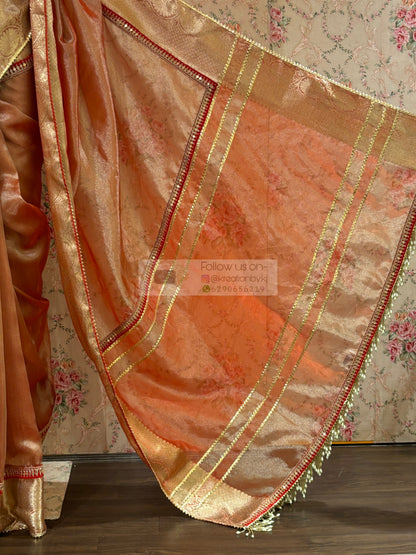 Peach Banarasi Tissue Saree