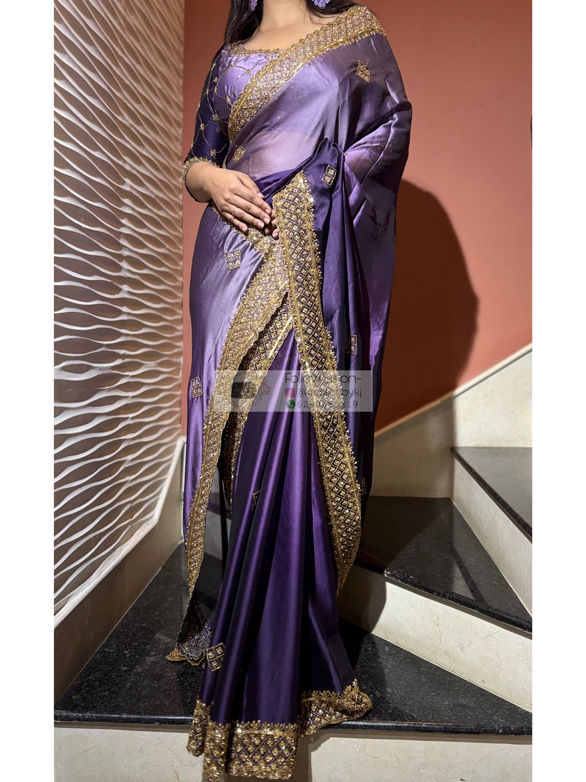 Amethyst Ombre Georgette Zeenat Saree kreationbykj