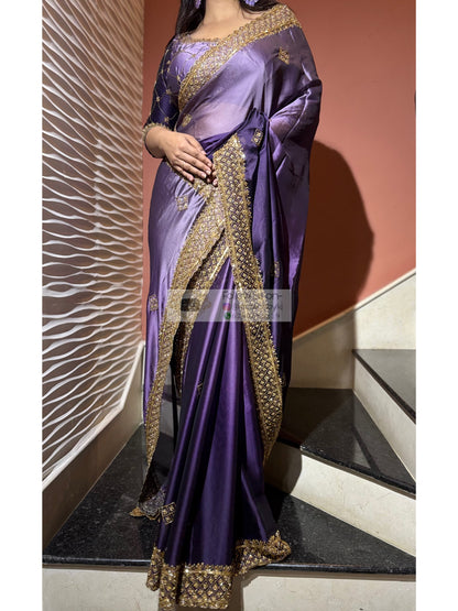 Amethyst Ombre Georgette Zeenat Saree kreationbykj