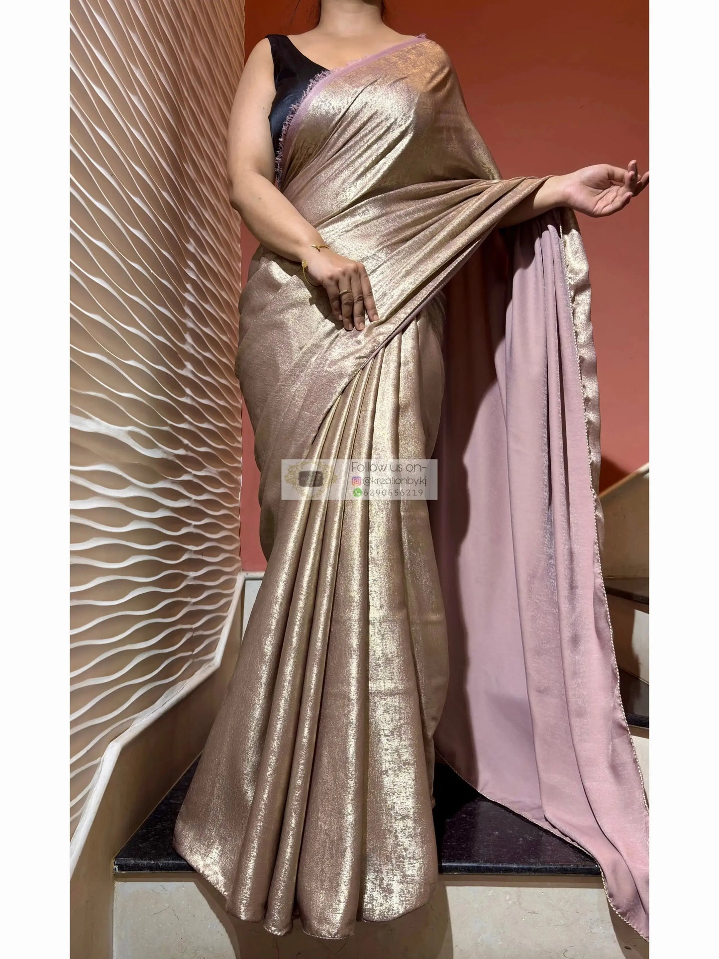 Mauve Glam Gold Shimmer Saree Kreation by KJ