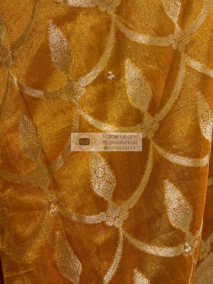 Mustard Yellow Banarasi Tissue Saree