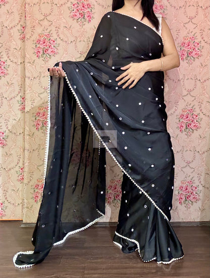 Chandani Raat Black Georgette Saree