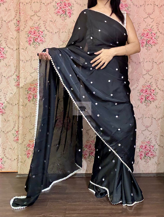 Chandani Raat Black Georgette Saree