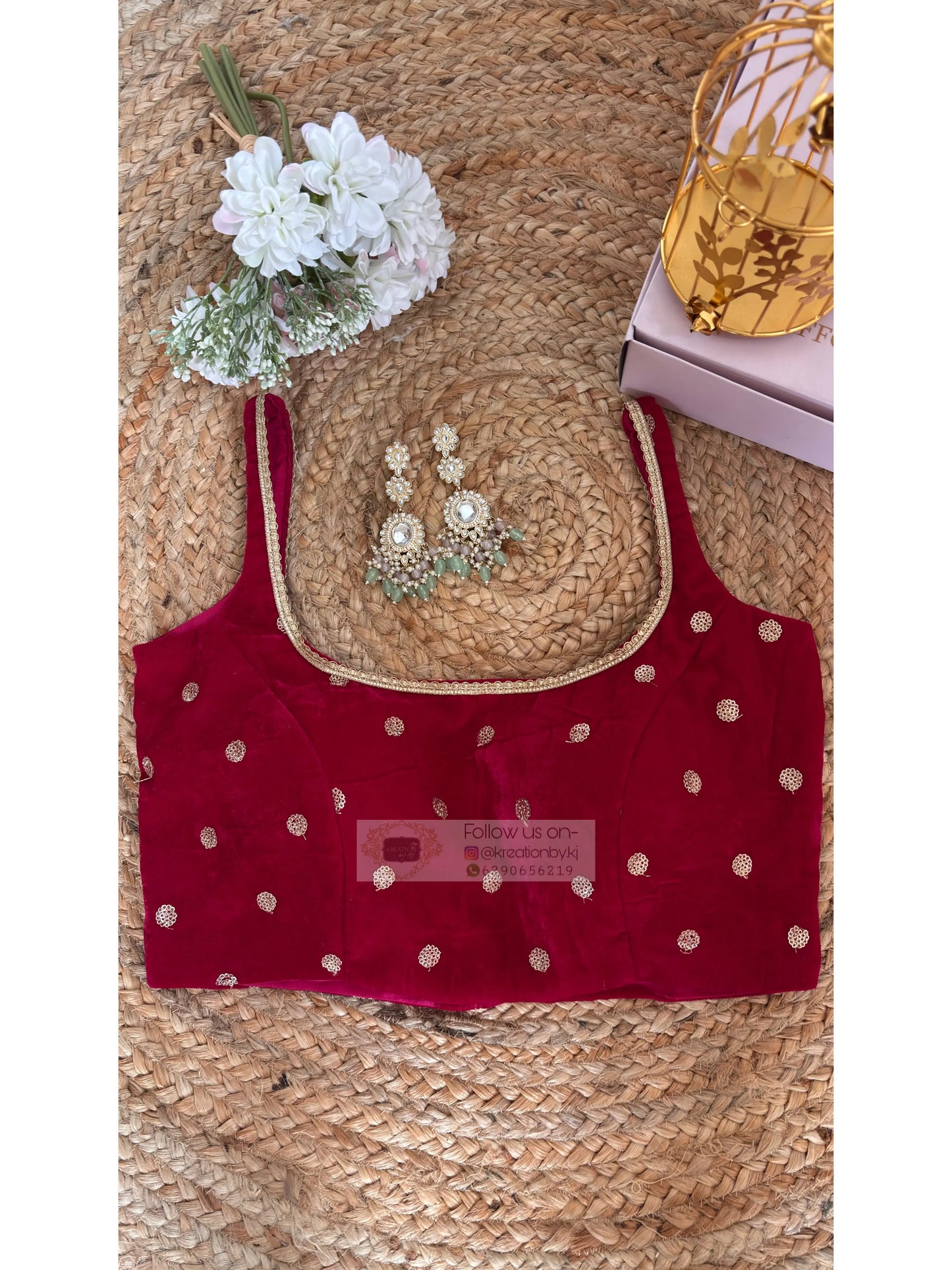 Dark Pink Velvet Cocktail Blouse