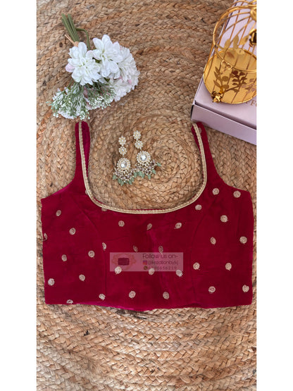 Dark Pink Velvet Cocktail Blouse