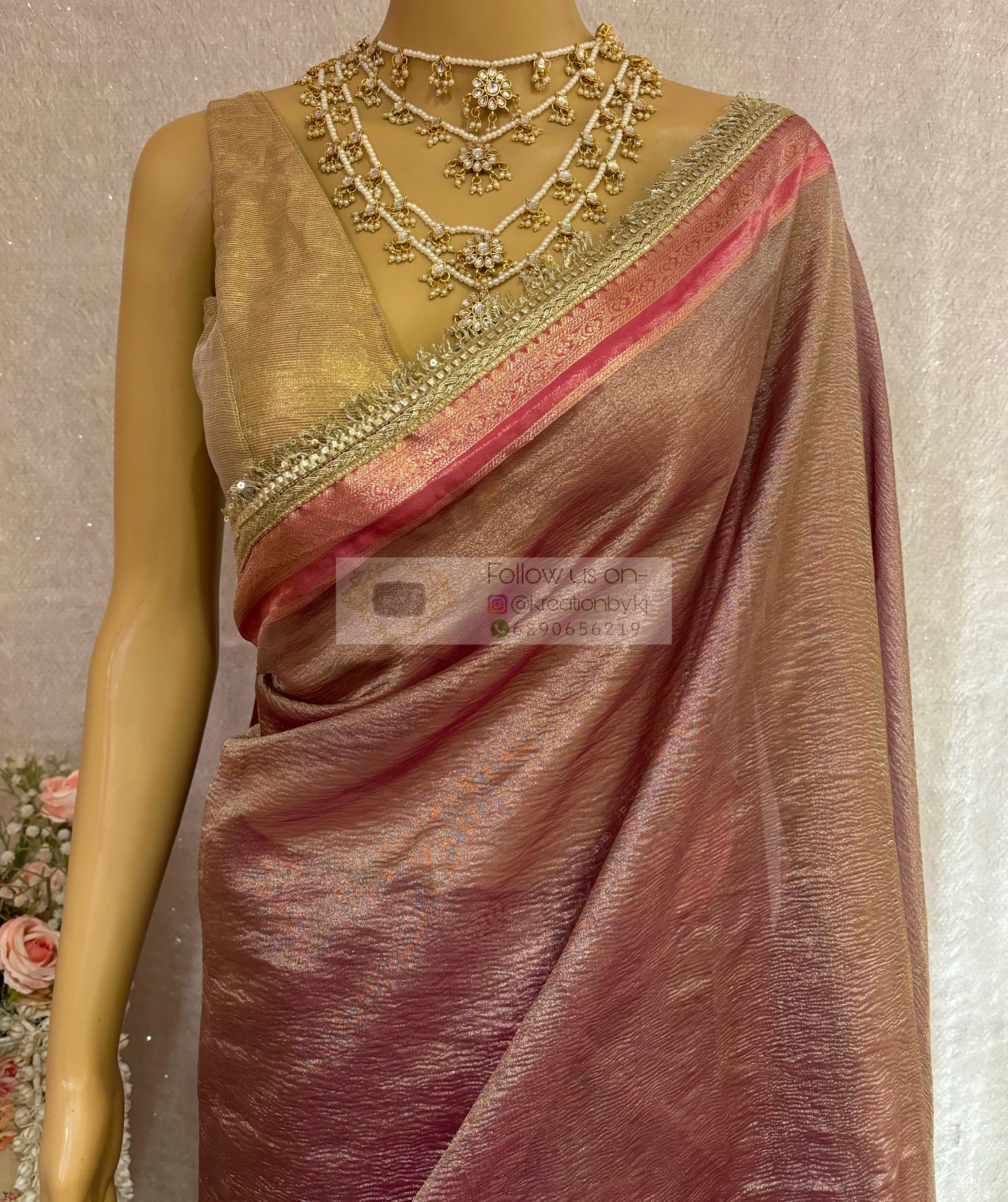 Chocolate Caramel Tissue Banarasi Saree