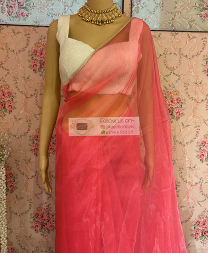 Pink Organza Saree