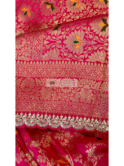 Rani Pink Banarasi Minakari work Saree