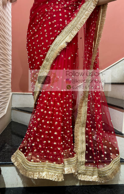 Red Jugnoo Banno Saree