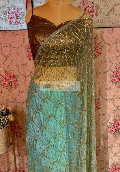 Powder Blue A Sky Full of Stars Saree