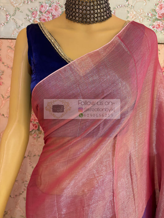 Pink Orchid Two in One Tissue Saree kreationbykj