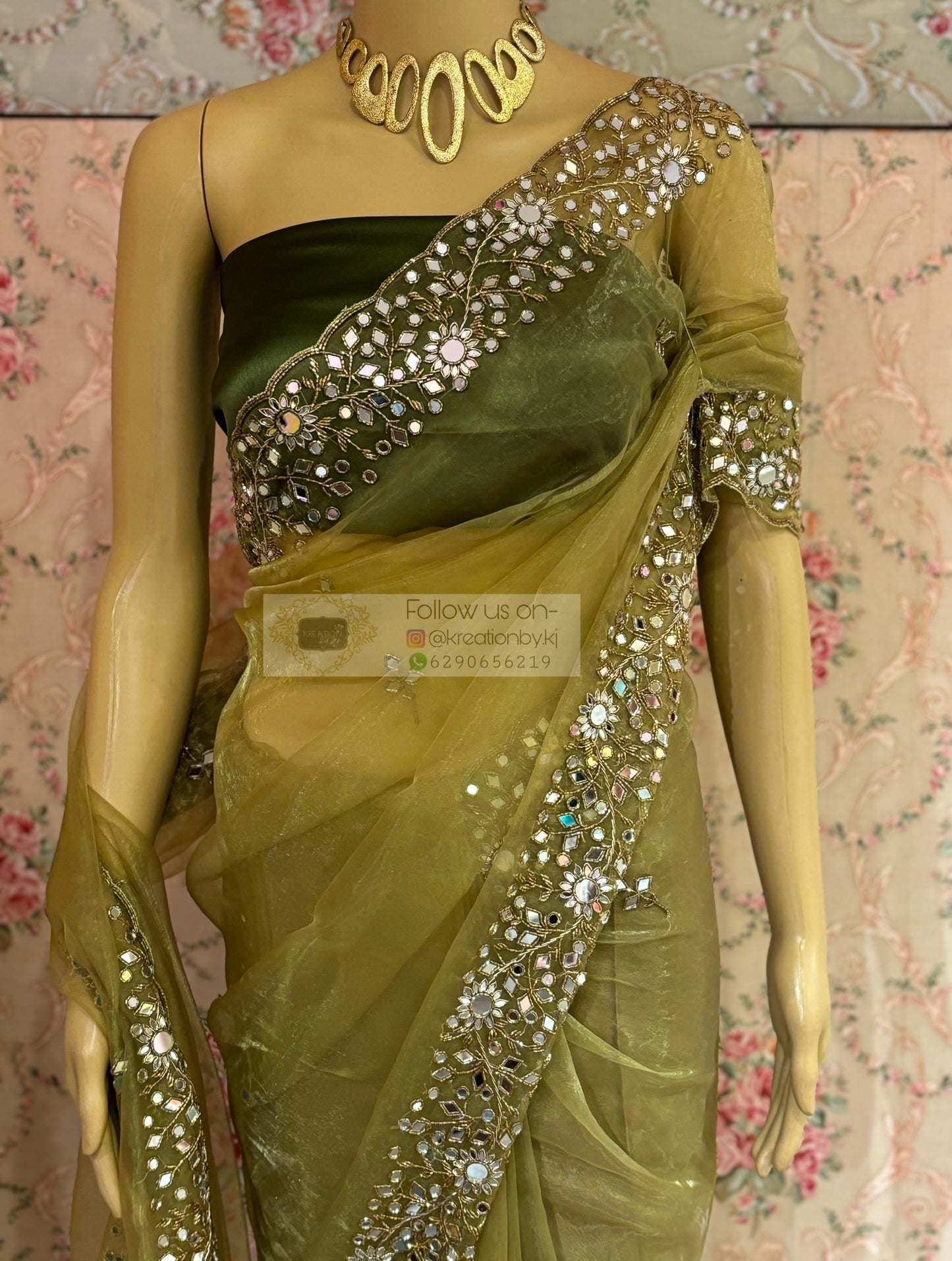 Pista Green Sheesh Mahal Saree