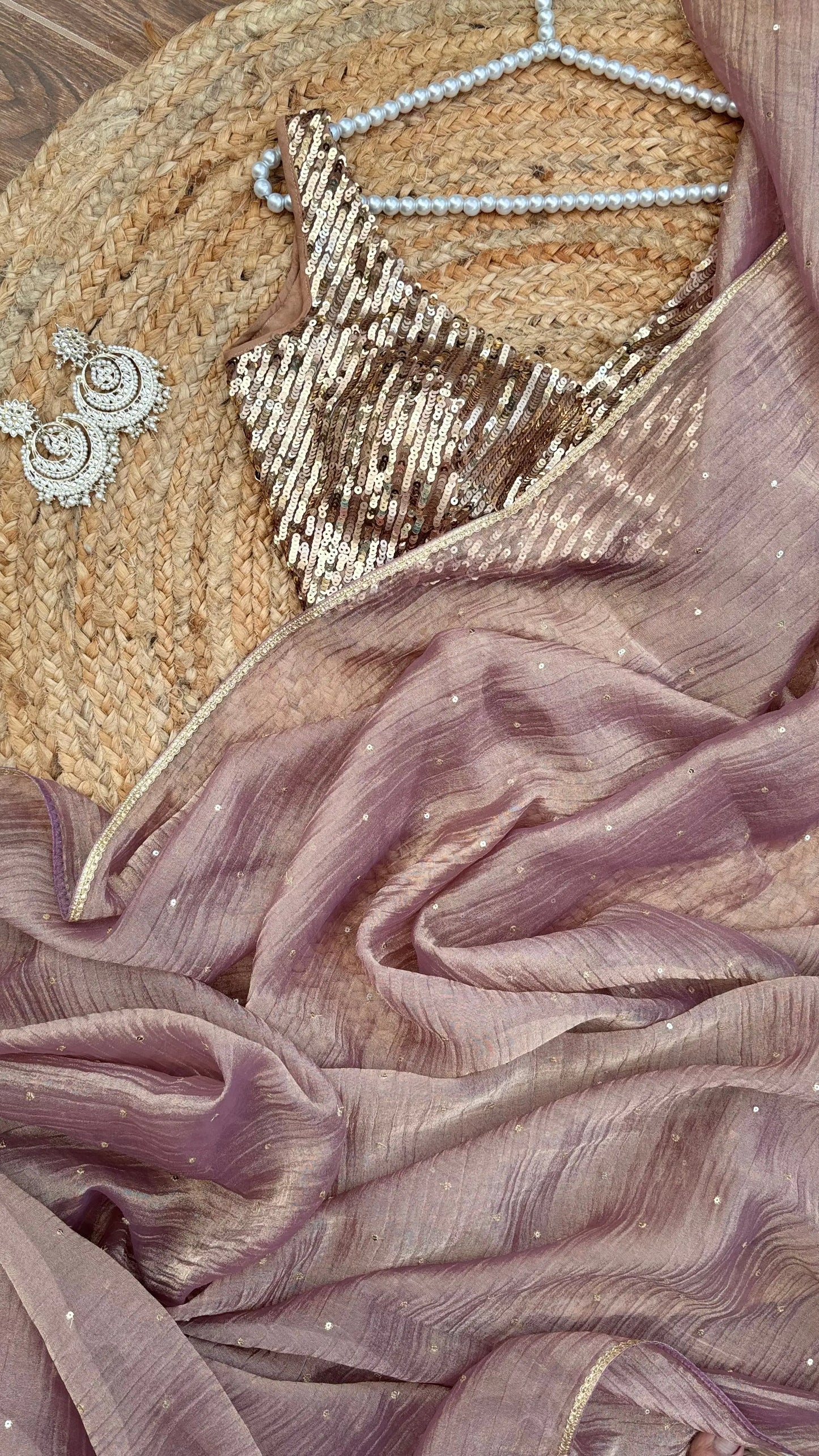Lavender Crushed Tissue Saree Kreation by KJ