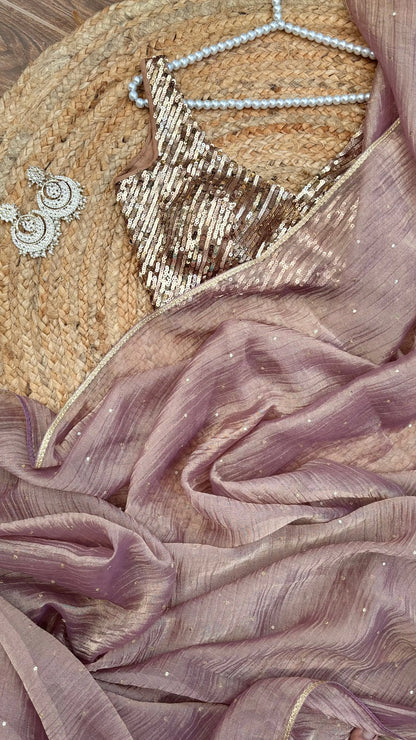 Lavender Crushed Tissue Saree Kreation by KJ