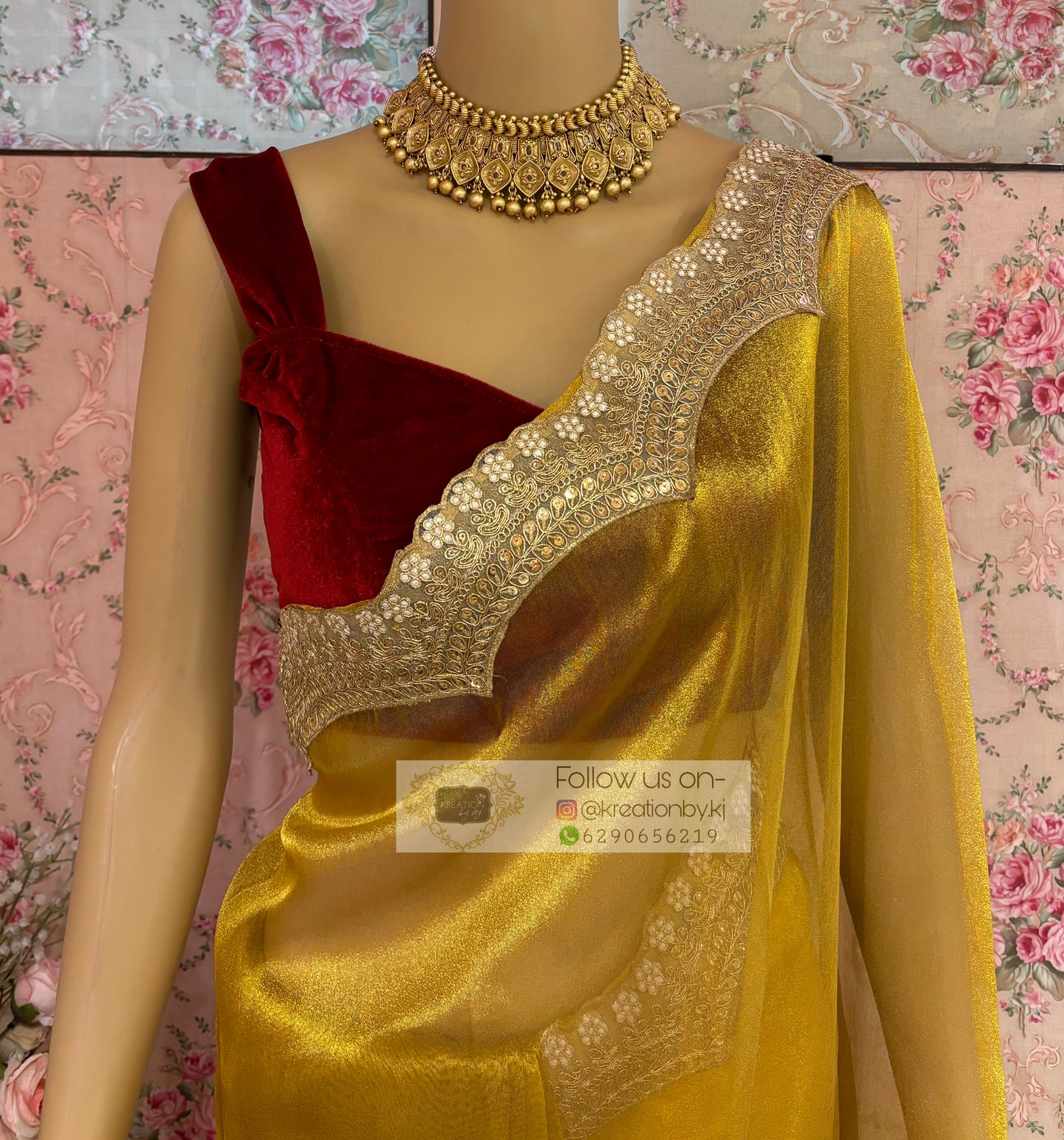 Golden Yellow Zari Tissue with Golden Border Saree