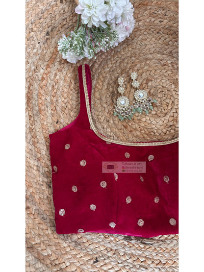 Dark Pink Velvet Cocktail Blouse