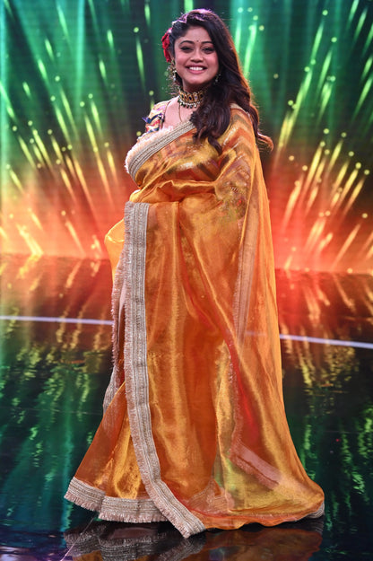 Parampara Tandon in Fiery Gold Banno Saree