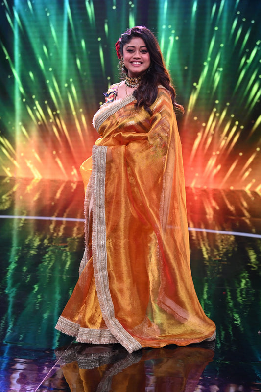 Fiery Gold Zari Tissue Banno Saree