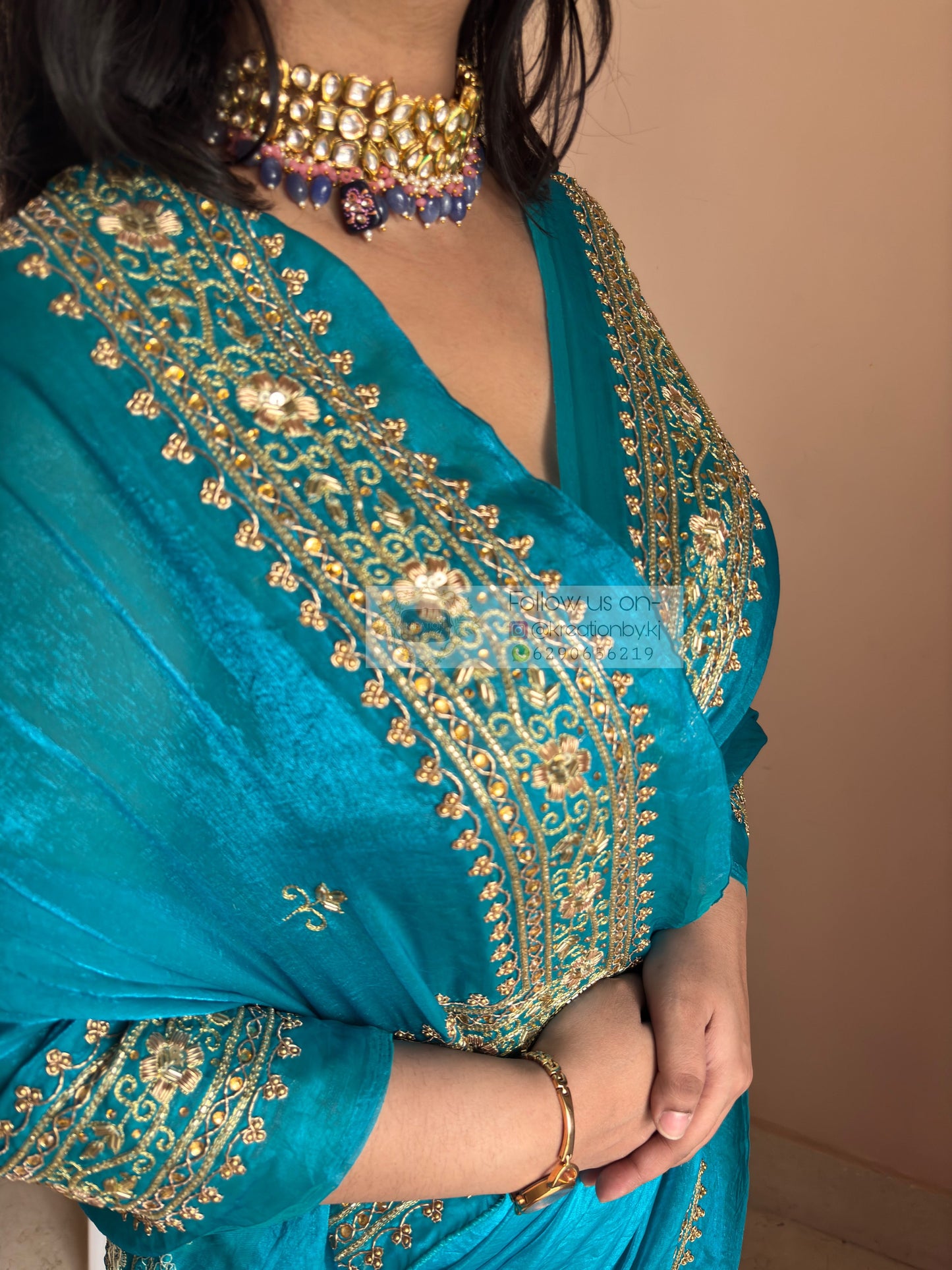 Persian Blue Zarina Saree kreationbykj