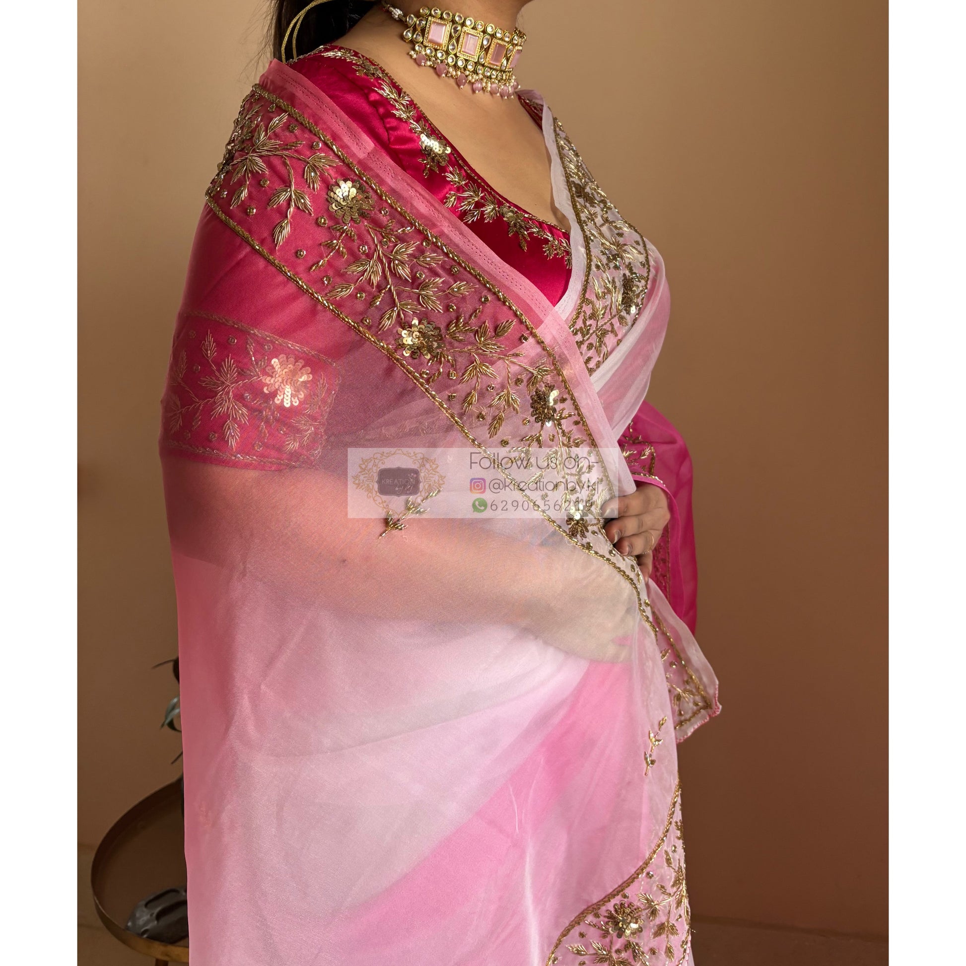 Gulabi Ombré Anaya Saree kreationbykj