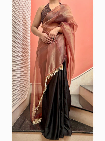 Rosewood Latte Tissue Saree