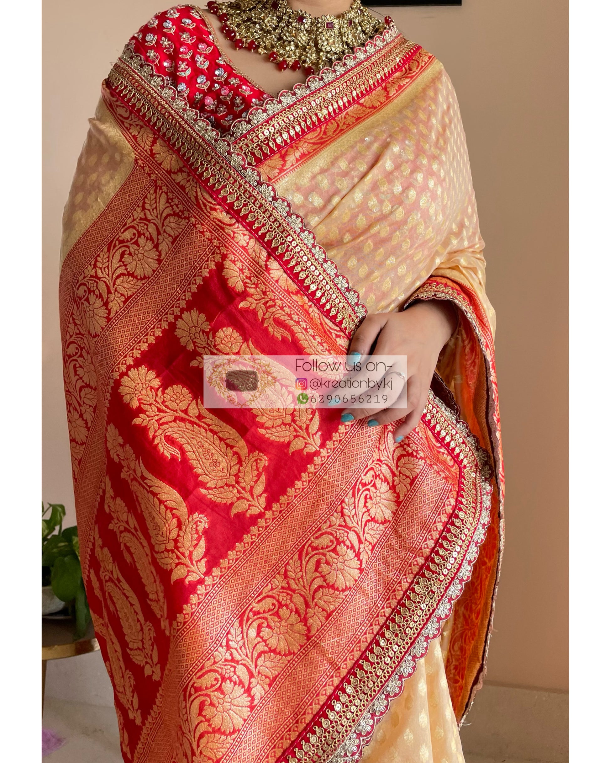 Cream Beige Banarasi Woven Soft Silk Saree – Zari Banaras