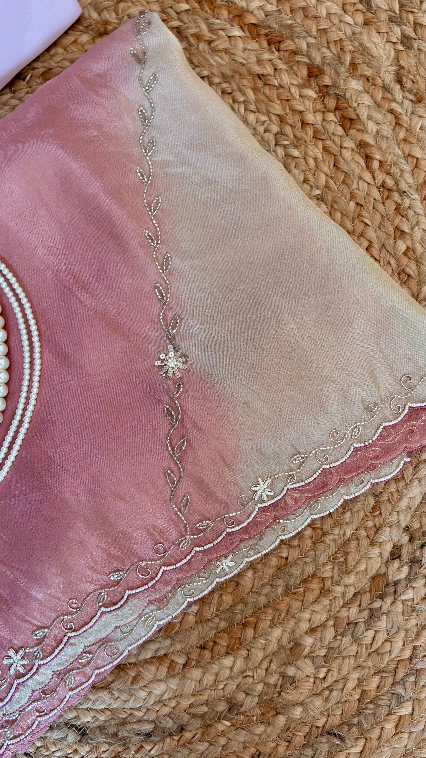 Two in One Ombre Tissue Saree with scalloped Border