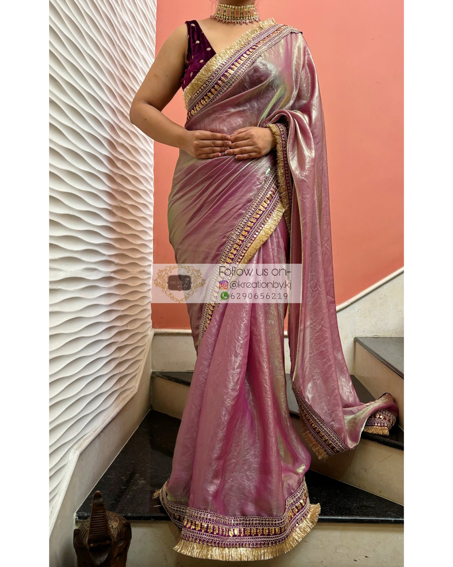 Mauve Shimmer Satin Banno Saree