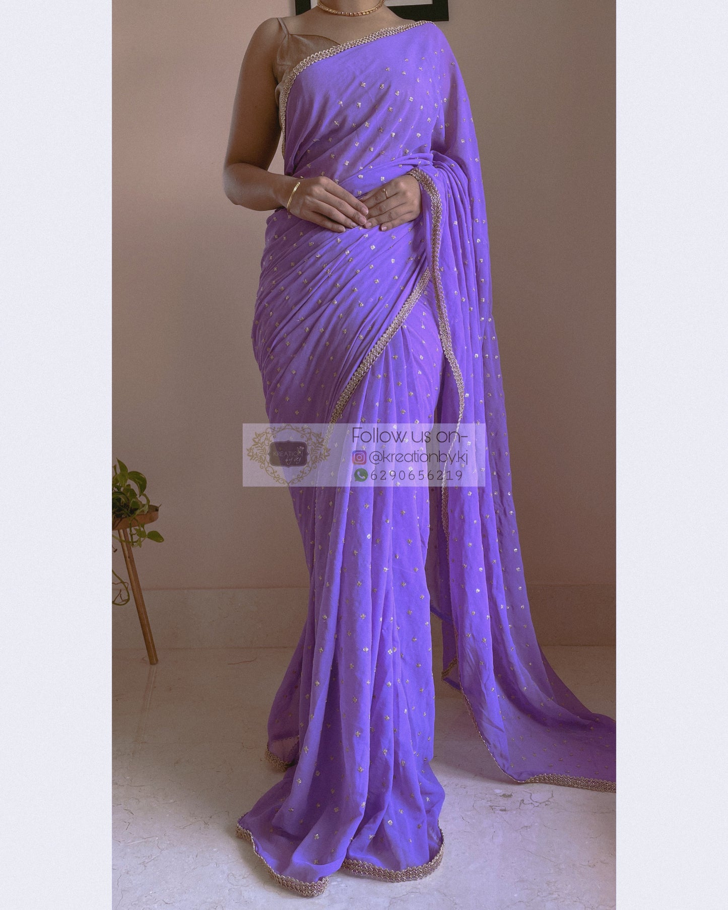 Lavender Ragini Georgette Saree