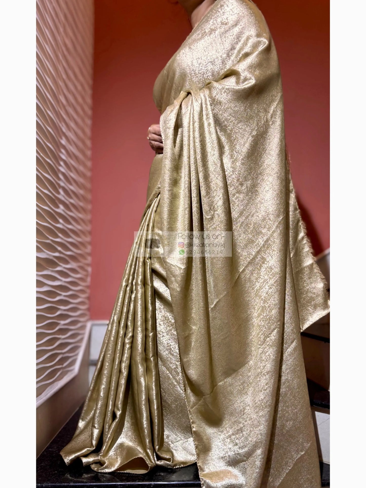Glam Gold Shimmer Cocktail Saree Kreation by KJ