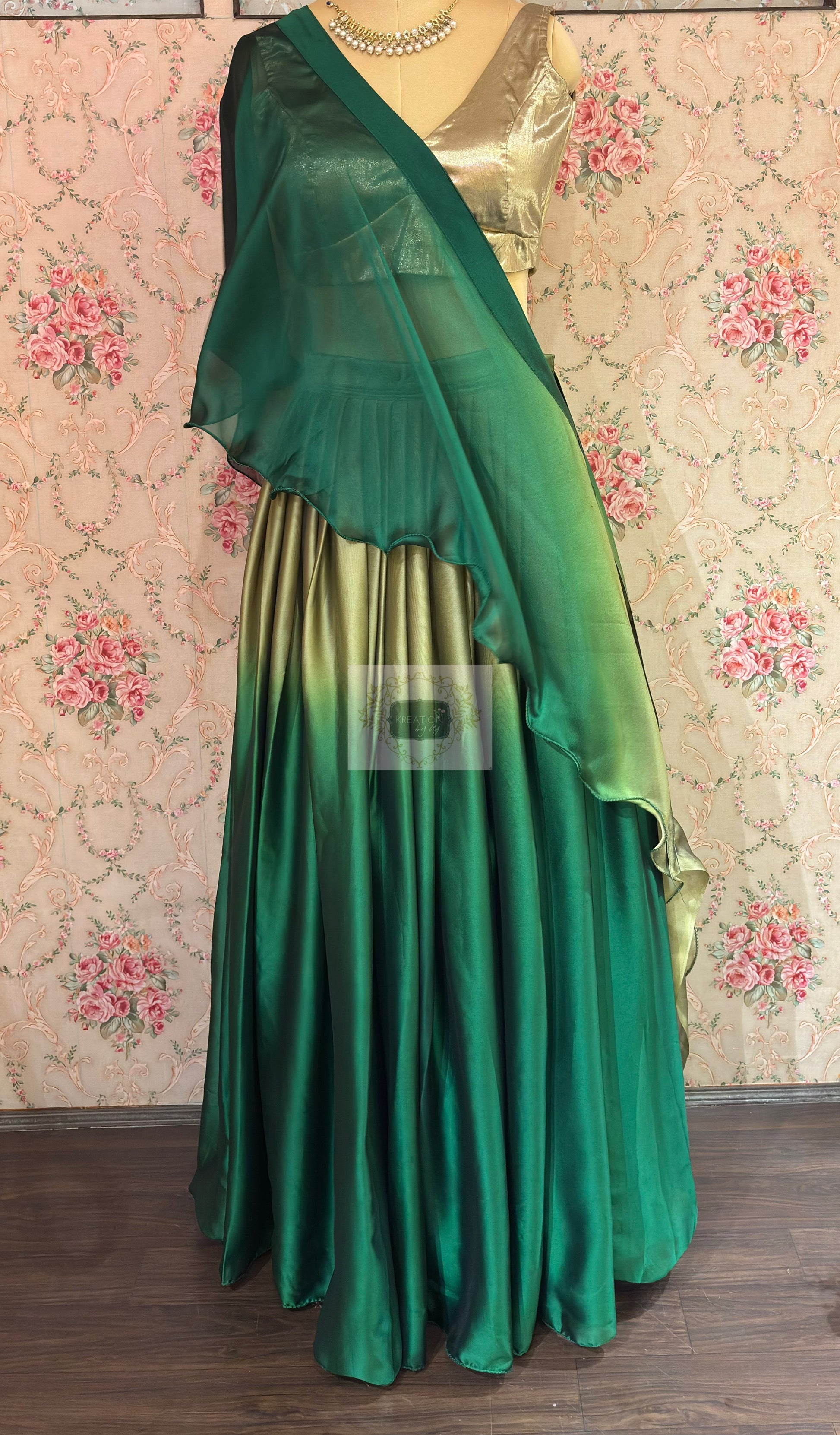 Green Ombre Lehenga kreationbykj