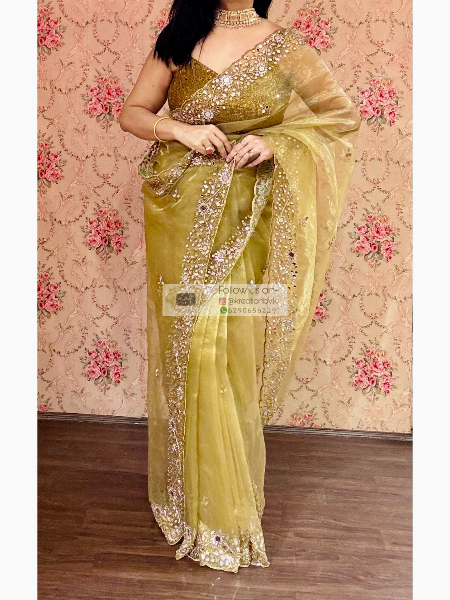 Pista Green Sheesh Mahal Saree