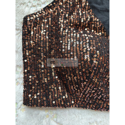 Golden Black Sequin Halter Neck Blouse