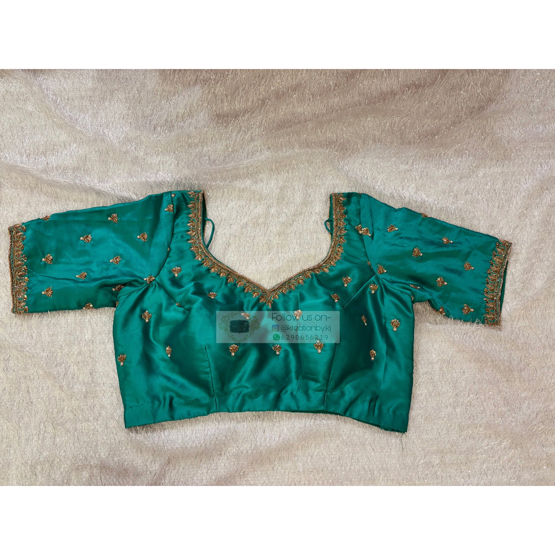 Jade Green Designer Blouse kreationbykj