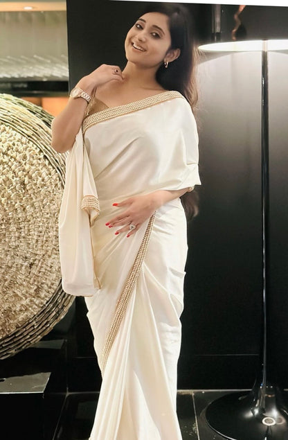 Cream Mother Of Pearl Saree