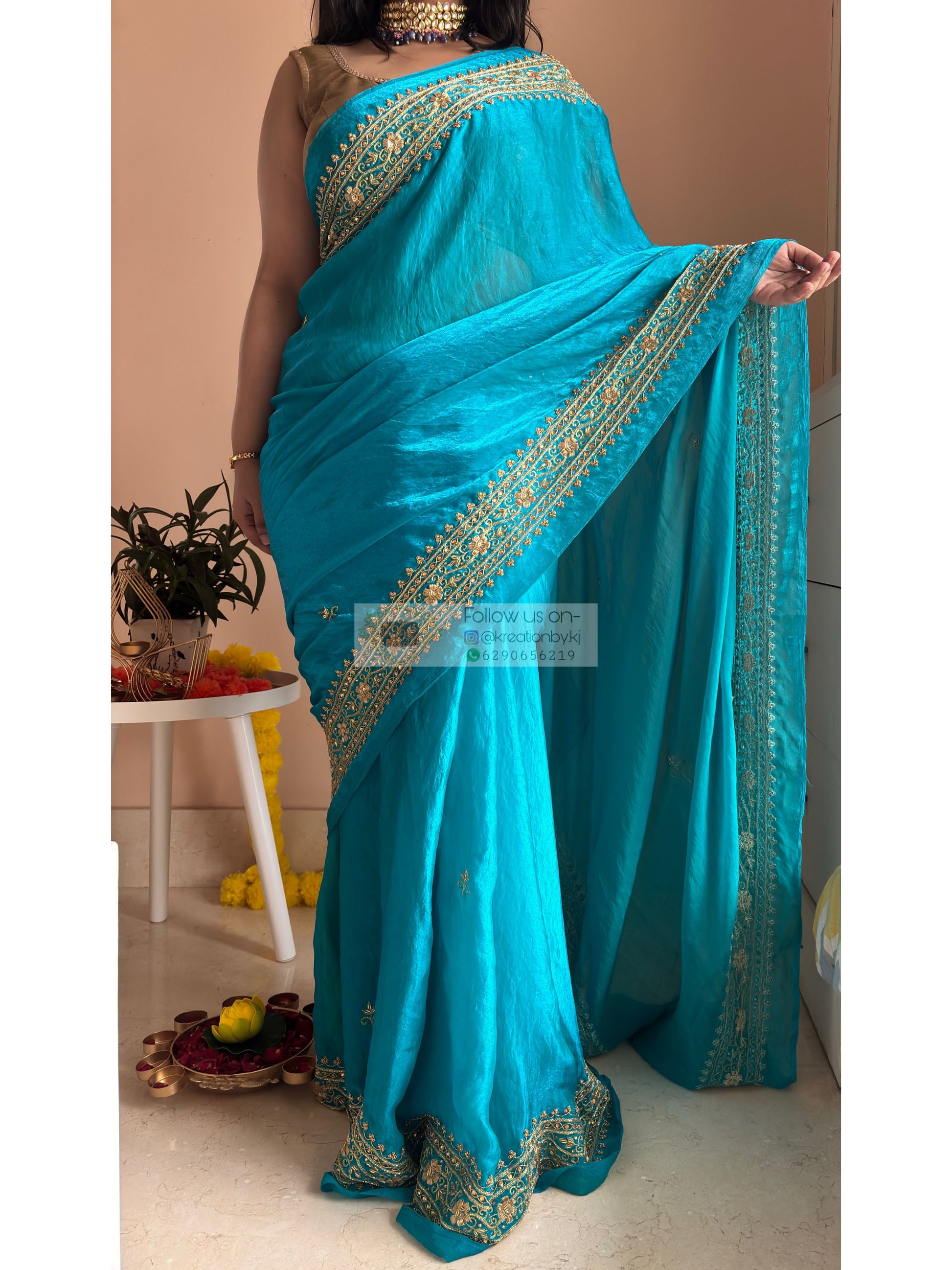 Persian Blue Zarina Saree kreationbykj