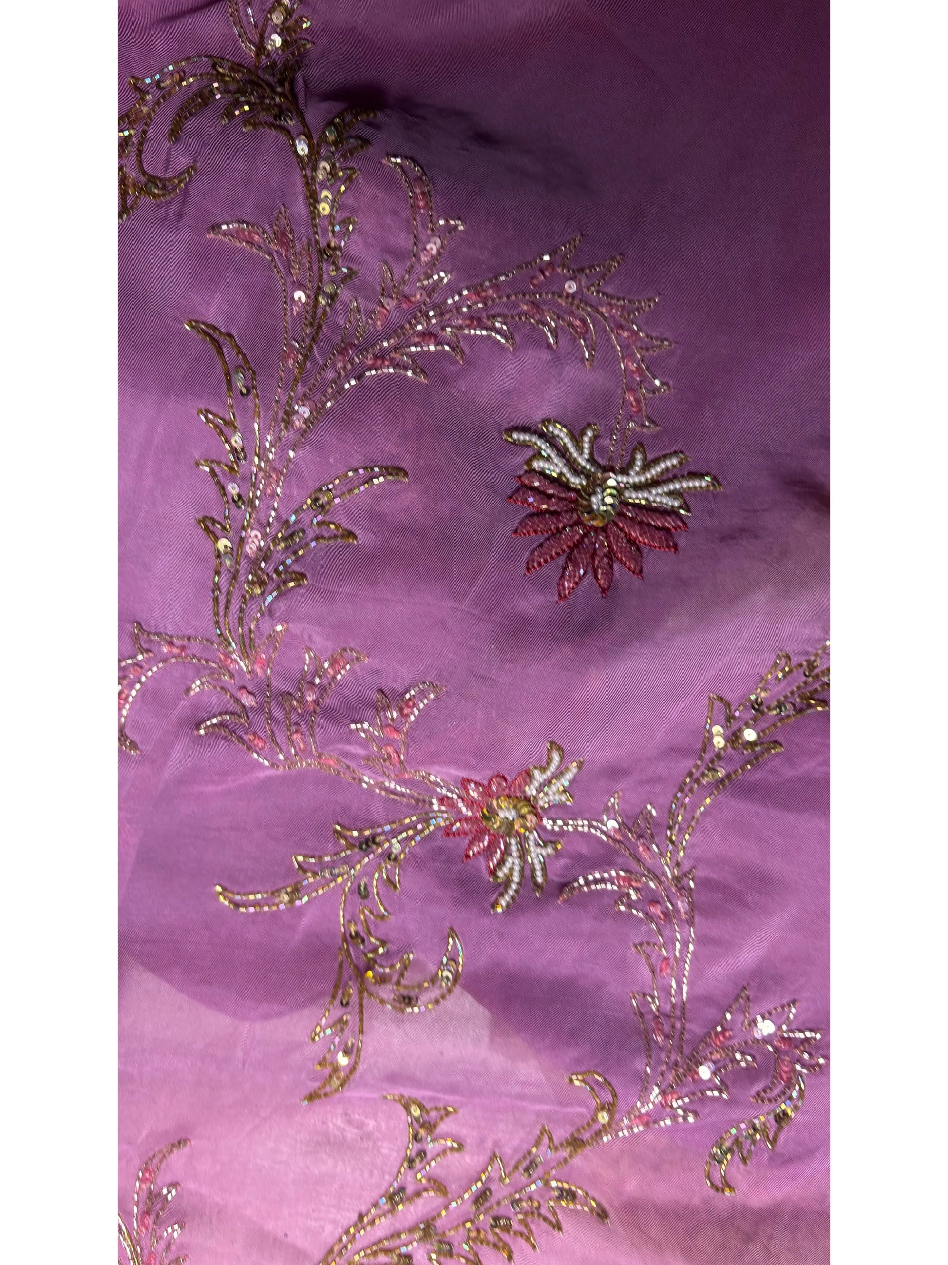 Mauve Diva Pure Organza Silk Saree with Handembroidery kreationbykj