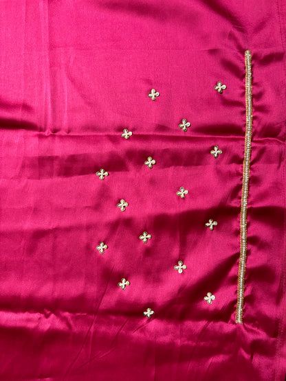 Hot Pink Cutdana Jaal Net Saree