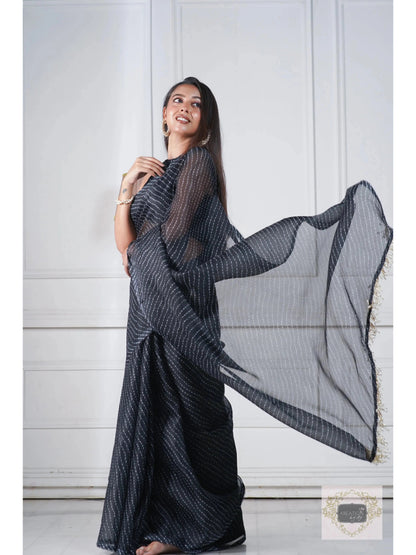 Black Kota Silk Cocktail Saree