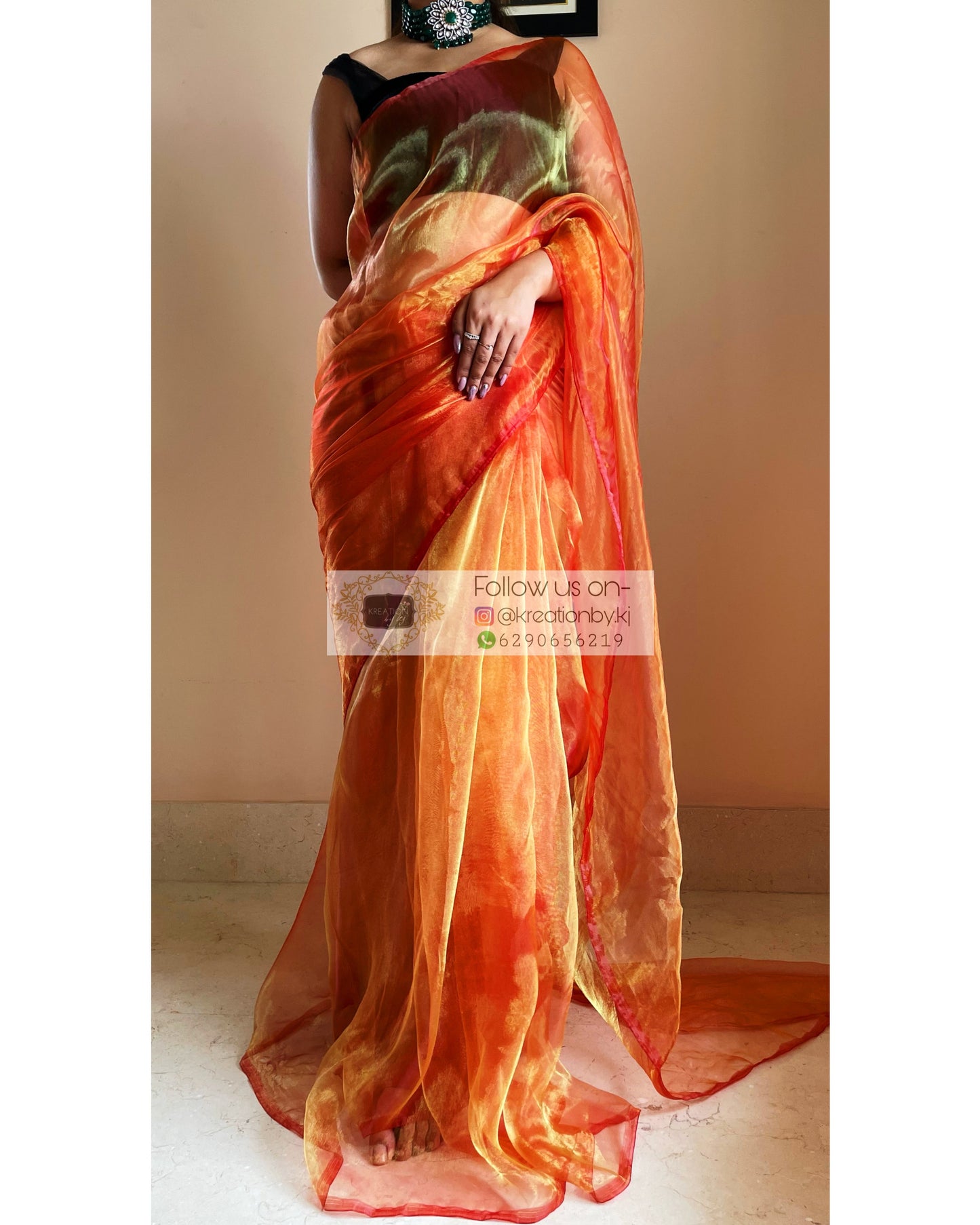 Marigold Glass Tissue Saree