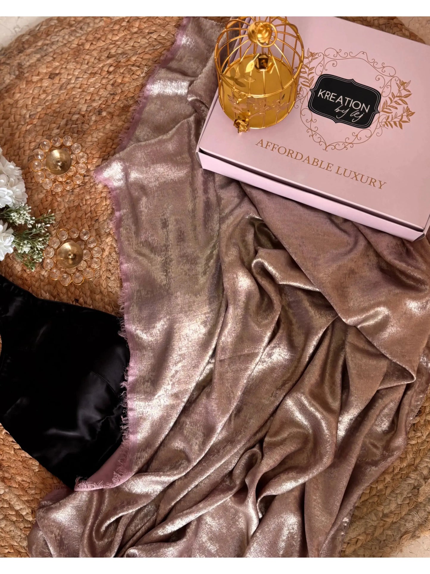 Mauve Glam Gold Shimmer Saree Kreation by KJ