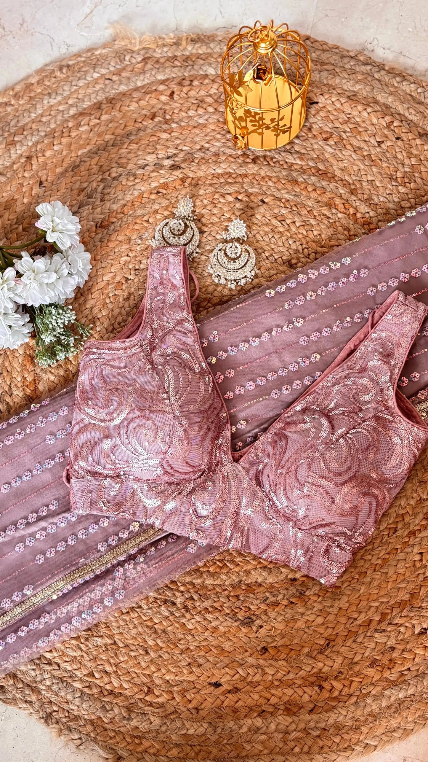 Lilac Sequin Spring Soiree Saree Kreation by KJ