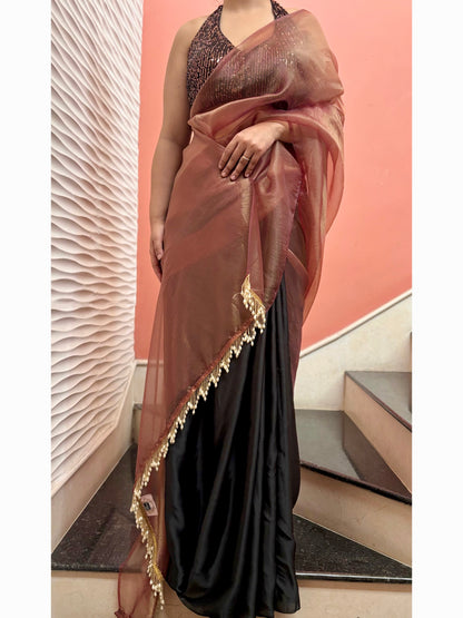 Rosewood Latte Tissue Saree