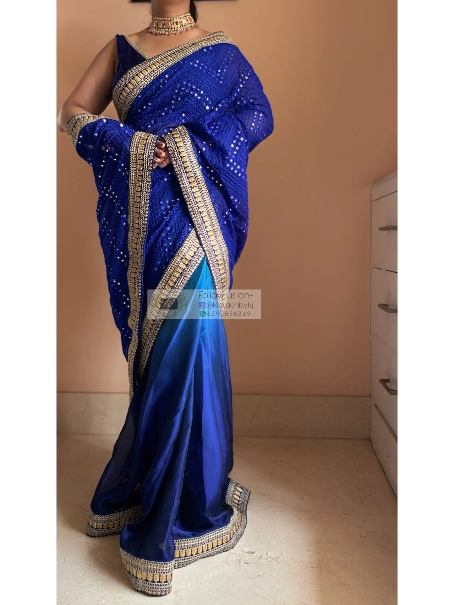 Siyahi Ombre Sheesh Saree