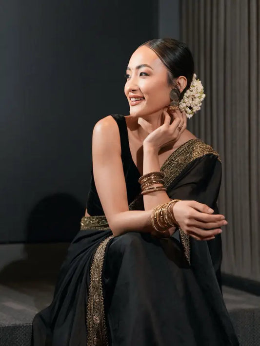 Black Zarina Saree kreationbykj