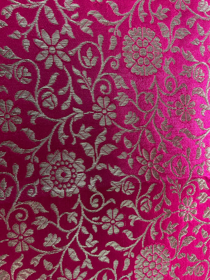 Fuchsia Pink Banarasi Brocade Fabric