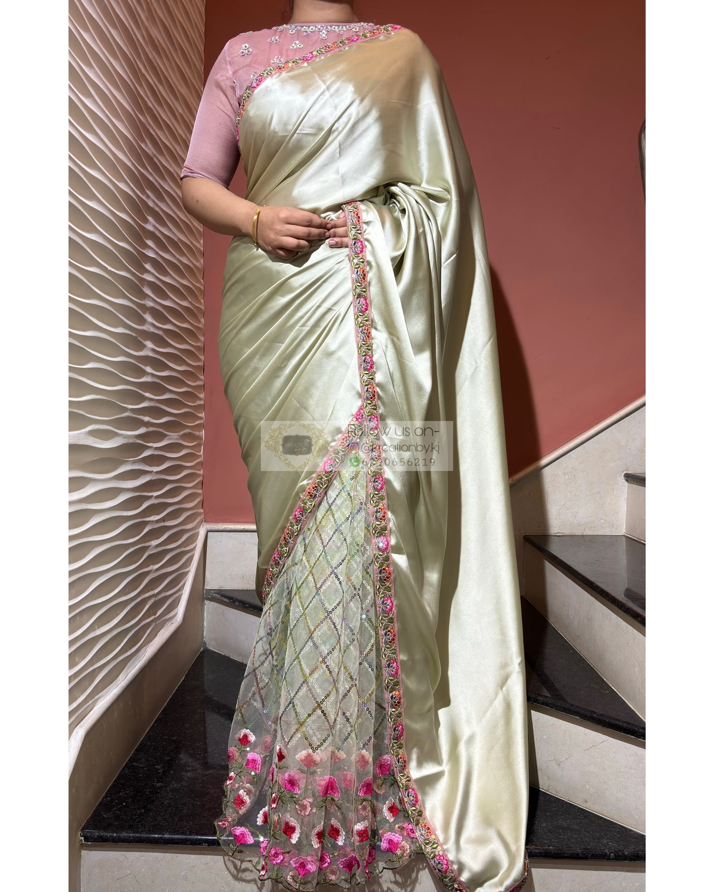 Spring Whispers Satin & Net Half Saree kreationbykj