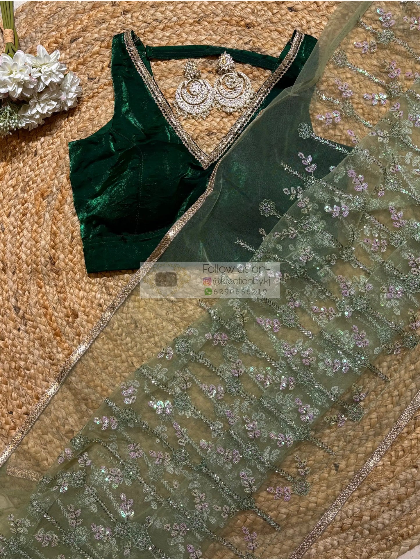 Green Spring Sequin Soirée Saree