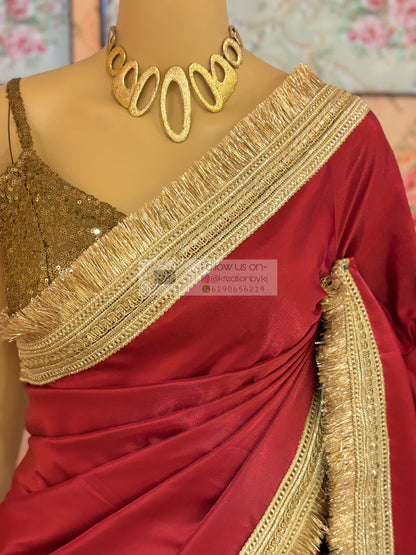 Maroon Silk Banno Saree